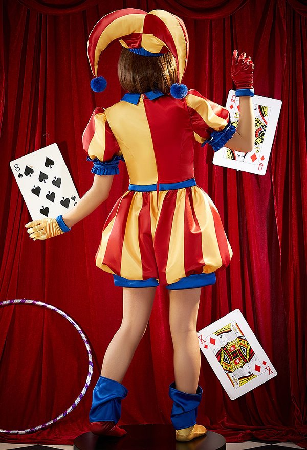 TADC Clown Girl Cosplay Costume Two-tone Bodysuit and Hat with Gloves and Socks