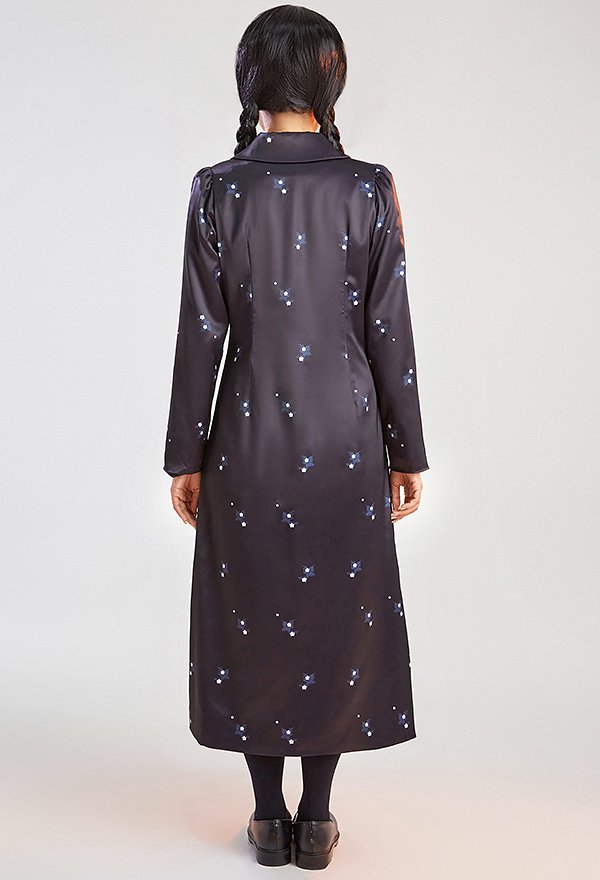 Wednesday Addams Cosplay Jacket Black Flower Long Coat Wednesday Addams Cosplay Jacket Black Flower Long Coat