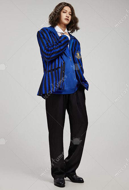 Wednesday Männer Uniform Anzug Cosplay Mütze Krawatte Hose Hemd Set Cosplay Kostüm