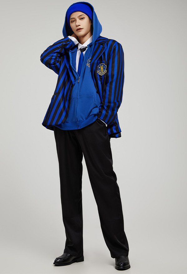 Wednesday Xavier Thorpe Cosplay Costume School Uniform Jacket and Trousers with Hoodie and Shirt