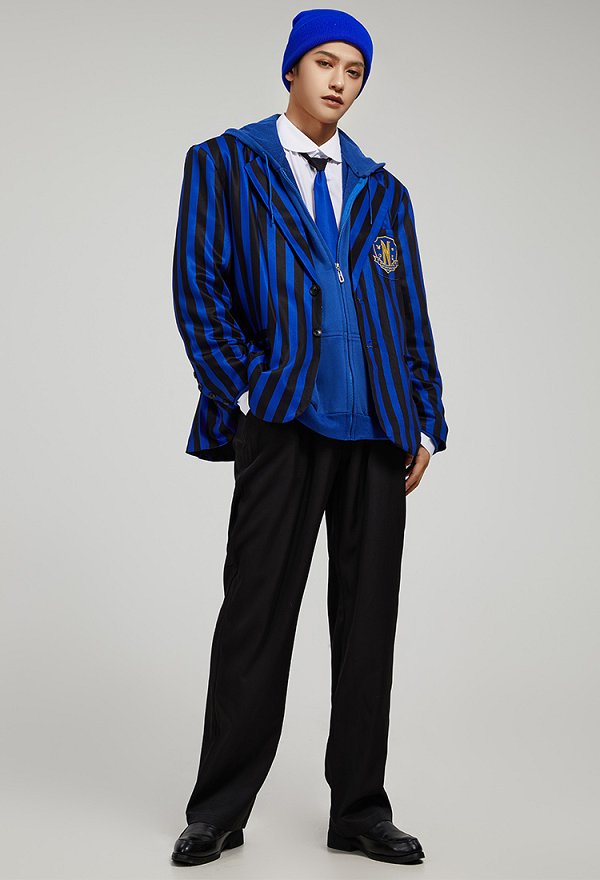 Wednesday Xavier Thorpe Cosplay Costume School Uniform Jacket and Trousers with Hoodie and Shirt