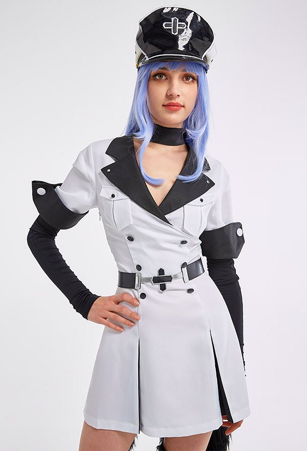 Akame ga Kill Esdeath Cosplay Uniform Kleid Hut Beinen Socken Choker Cosplay Kostüm Akame ga Kill Esdeath Cosplay Uniform Kleid Hut Beinen Socken Choker Cosplay Kostüm