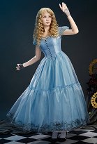 Movie Ver Alice in Wonderland Alice Cosplay Costume Dress with Gloves Movie Ver Alice in Wonderland Alice Cosplay Costume Dress with Gloves