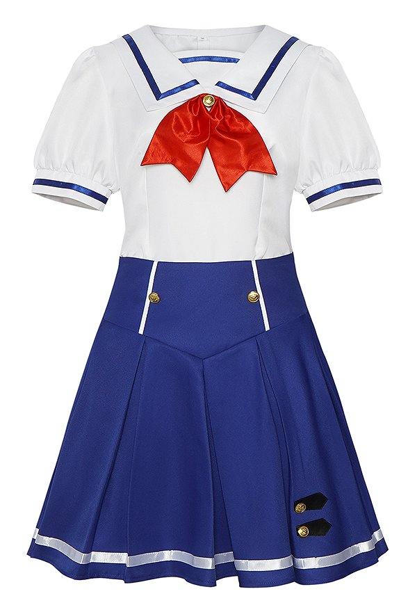 Aikatsu Ichigo Hoshimiya Summer Cosplay Uniform Top and Skirt with Bow Tie Headwear
