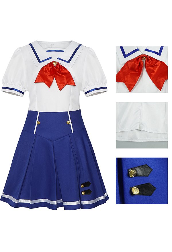 Aikatsu Ichigo Hoshimiya Summer Cosplay Uniform Top and Skirt with Bow Tie Headwear