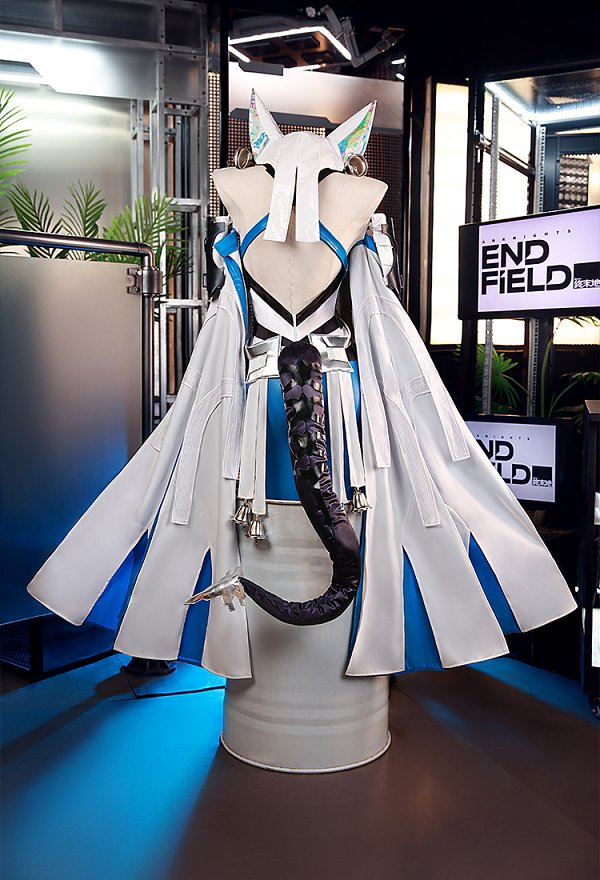 Endfield Last Rite Cosplay Costume Bodysuit with Hat and Belt-style Sleeve Ribbons