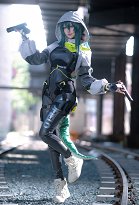 Endfield Fluorite Cosplay Costume Bodysuit and Hooded Bolero Top with Gloves and Tail Endfield Fluorite Cosplay Costume Bodysuit and Hooded Bolero Top with Gloves and Tail