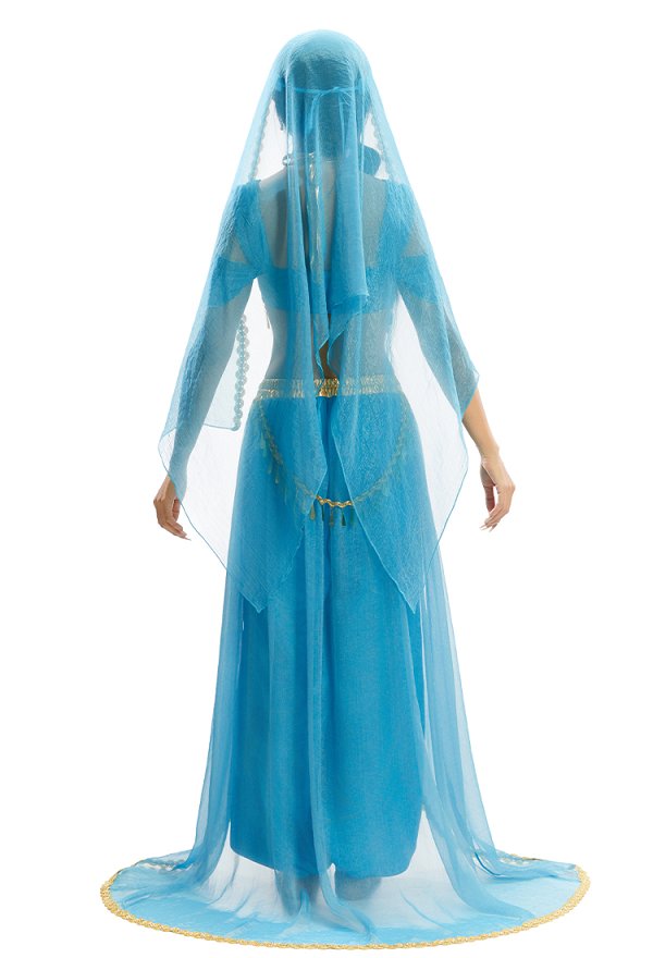 Aladdin Princesa Árabe Disfraz de Cosplay Top y Pantalones con Velo y Bandera Aladdin Princesa Árabe Disfraz de Cosplay Top y Pantalones con Velo y Bandera