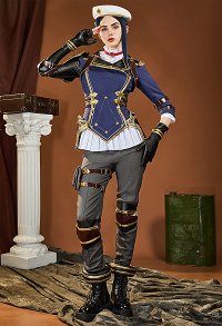 Premium Edition Hohe Qualität Arcane LOL Caitlyn Cosplay Kostüm Jacke und Hose mit Hemdhut