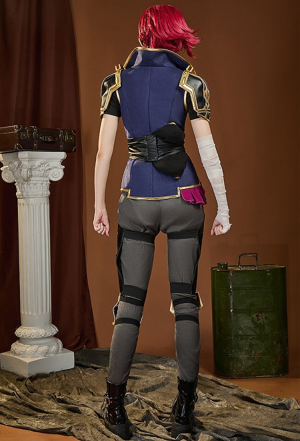 Premium Edition Alta Calidad Arcane LOL Vi Cosplay Disfraz Chaqueta y Pantalones con Cinturón