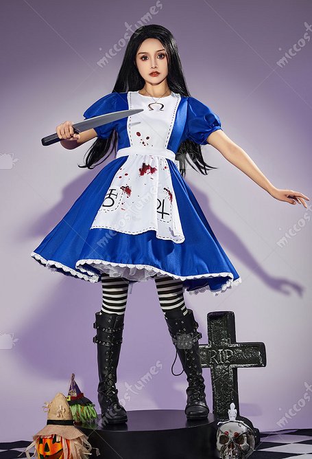 Alice: Madness Returns Costume de Cosplay Alice Halloween Conjunto de Falda de Sirvienta