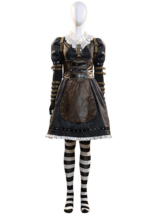 Alice: Madness Returns Alice Cosplay Kostüm Gothic Kleid Handschuhe mit Schuhen Socken