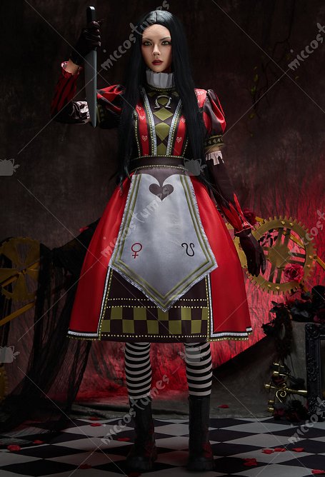 Robe avec tablier et pièce à clous de Alice Cosplay