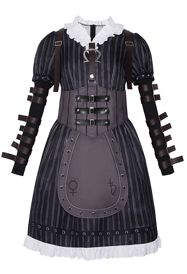 Alice: Madness Returns Alice Halloween Cosplay Costume Dress Unifrom with Waistband and Knee High Socks