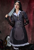 Alice: Madness Returns Alice Halloween Cosplay Robe Unifrom avec ceinture et chaussettes à hauteur des genoux