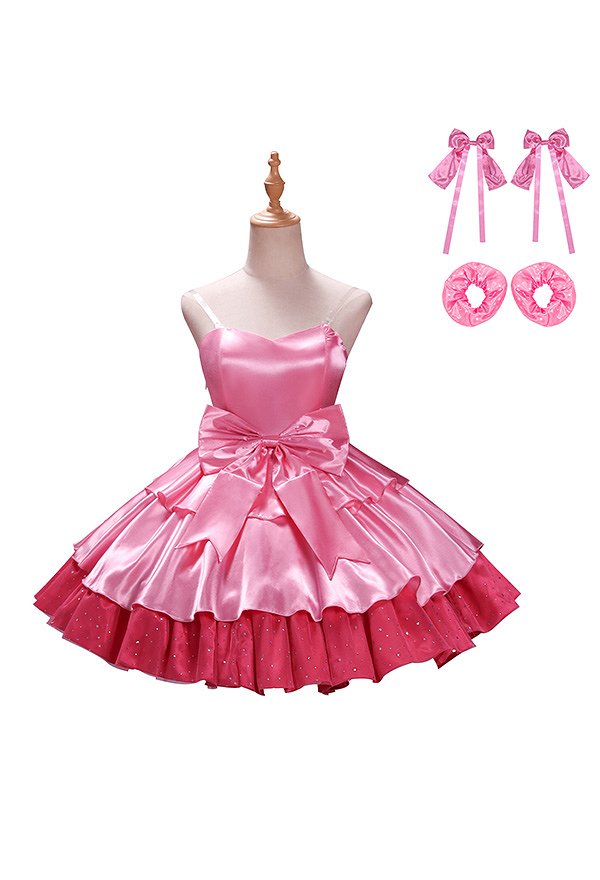Alien Stage Mizi Cosplay Costume Strapless Dress with Headpiece Bow and Ruffled Ankle Cuffs
