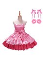 Alien Stage Mizi Cosplay Costume Strapless Dress with Headpiece Bow and Ruffled Ankle Cuffs