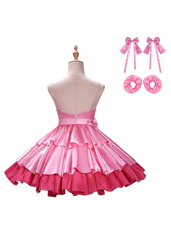 Alien Stage Mizi Cosplay Costume Strapless Dress with Headpiece Bow and Ruffled Ankle Cuffs