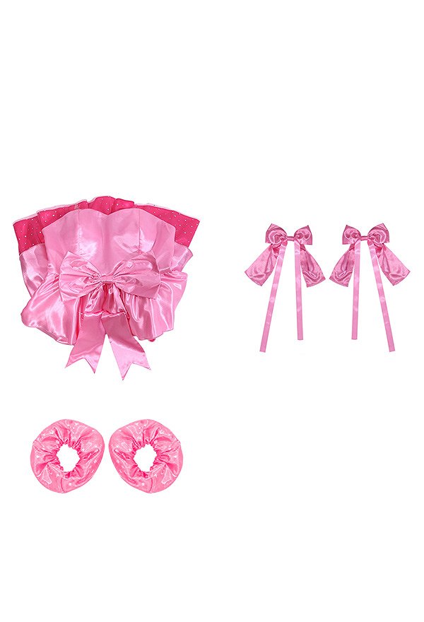 Alien Stage Mizi Cosplay Costume Strapless Dress with Headpiece Bow and Ruffled Ankle Cuffs