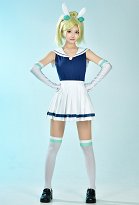 Adventure Time: Fionna und Cake Fionna Campbell Cosplay Kostüm im Matrosenstil Oberteil und Rock mit Handschuhen Strümpfen