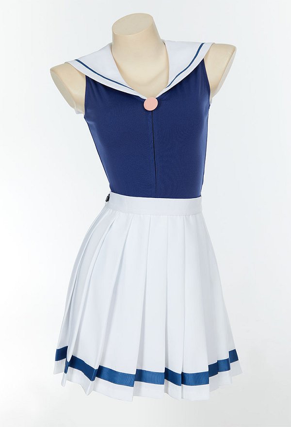 Adventure Time: Fionna and Cake Fionna Campbell Cosplay Costume Top sans Manches et Jupe de Style de Marin avec Gants et Bas de Cuisse Adventure Time: Fionna and Cake Fionna Campbell Cosplay Costume Top sans Manches et Jupe de Style de Marin avec Gants et Bas de Cuisse