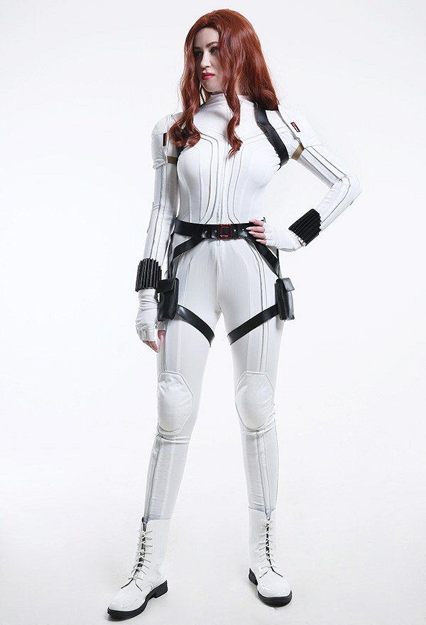 Black Widow Natasha Romanoff Mujer Blanco Mono de Superheroína Zentai