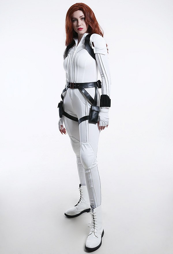 Black Widow Natasha Romanoff Mujer Blanco Mono de Superheroína Zentai