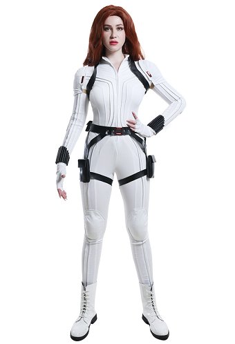 Die Rächer Black Widow Natasha Romanoff Schwarz und Weiß Zentai Body Overall Cosplay Kostüm