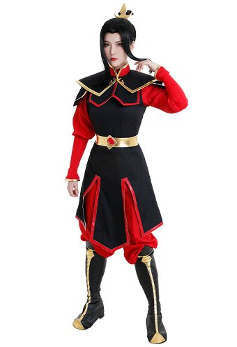 Avatar Airbender Princess Azula Battle Suit Cosplay Costume Ancient Chinese Style Combat Suit Fighting Suit Full Set with Headwear Cape and Leg Warmer