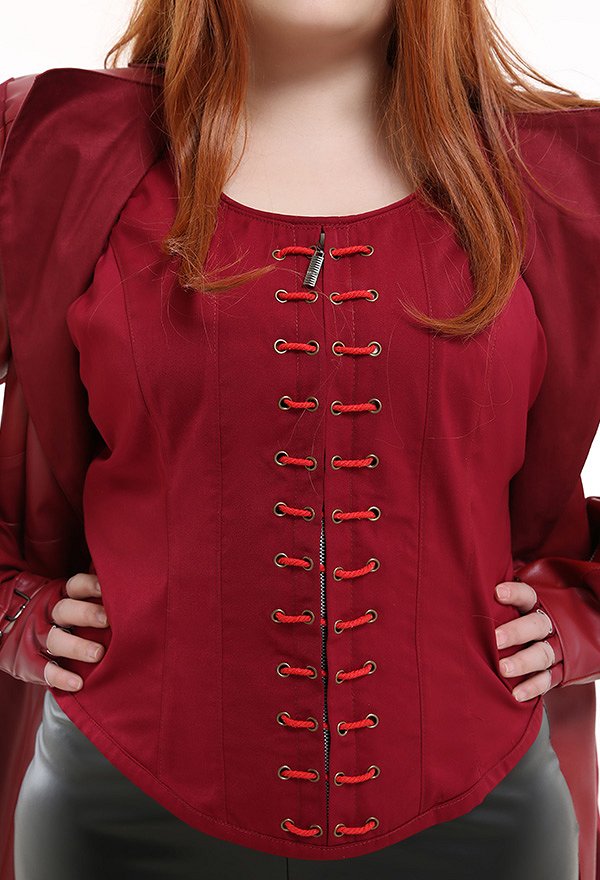 Plus Size Super Heroine Wanda Maximoff Scarlet Witch Outfit Curvy Cosplay Costume Coat Inspired by Avengers: Infinity War Make to Order with Gloves
