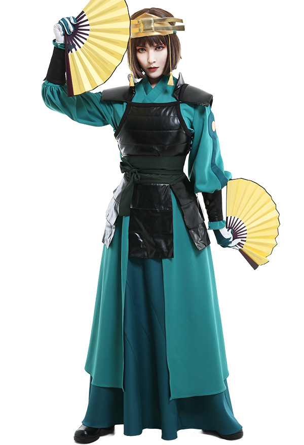 Avatar Suki Women Kyoshi Warrior Conjunto de Cosplay con Guantes y Gorro