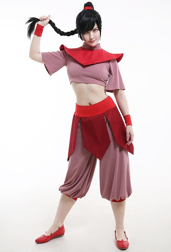 Avatar Ty Lee Costume de Cosplay Ty Lee Uniforme de Kung-Fu Rouge