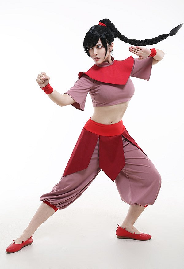 Avatar Ty Lee Costume de Cosplay Ty Lee Uniforme de Kung-Fu Rouge