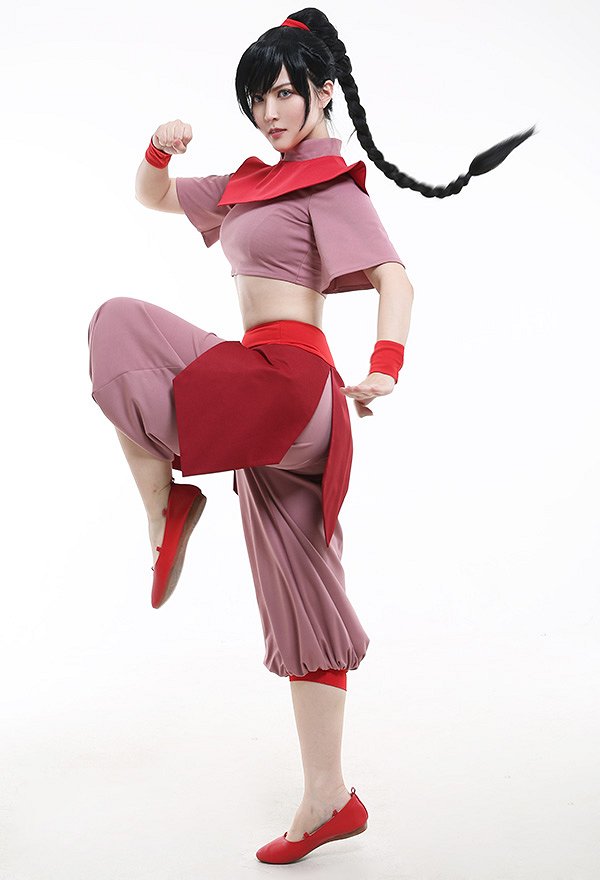Avatar Ty Lee Costume de Cosplay Ty Lee Uniforme de Kung-Fu Rouge