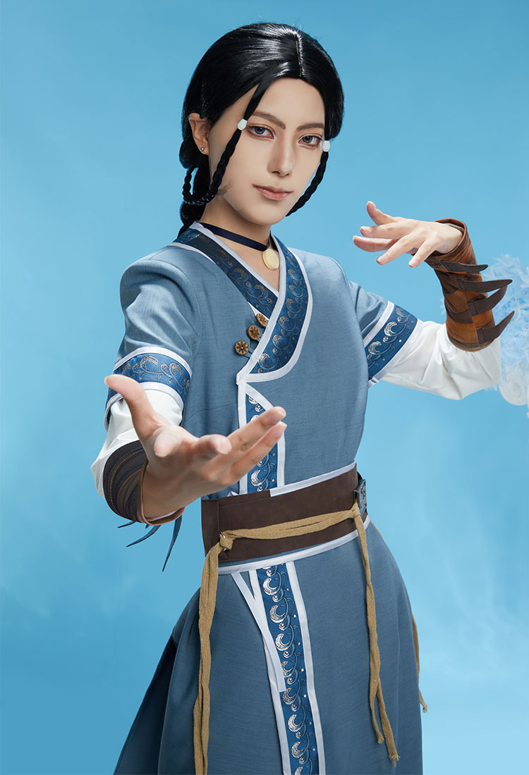 Avatar: la leyenda de Aang Disfraz de Cosplay Blusa y Pantalones Combinados con Collar y Cinturón