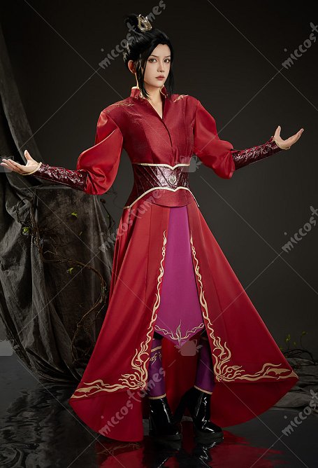 The Last Airbender/Legend of Korra Azula Cosplay Costume Top and Skirt with Waist Sash and Sleeves
