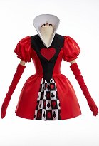 Alice in Wonderland The Red Queen Cosplay Kostüm Rot-Schwarz Kariertes Kleid mit Tiara und Handschuhen Alice in Wonderland The Red Queen Cosplay Kostüm Rot-Schwarz Kariertes Kleid mit Tiara und Handschuhen