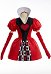 Alice in Wonderland The Red Queen Costume de Cosplay Robe à Carreaux Rouges et Noirs avec Diadème et Gants