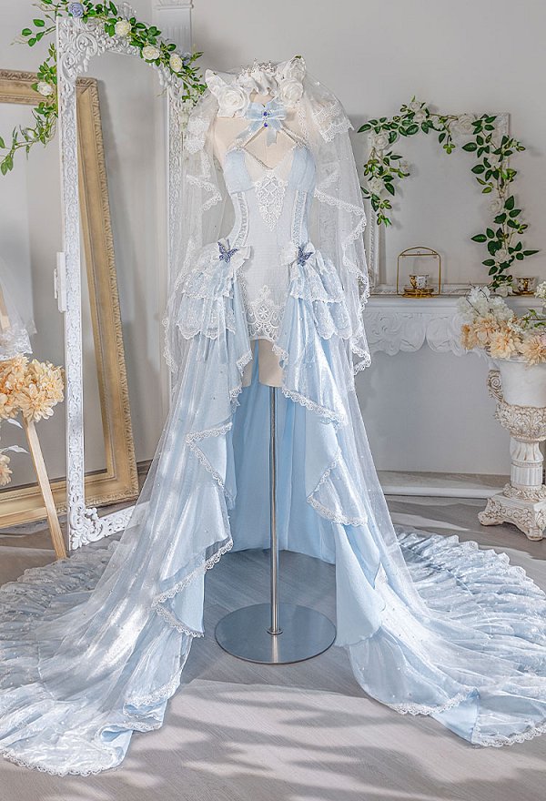 Azur Lane HMS Cheshire White Seaside Melody Skin Cosplay Kostüm Neckholderkleid mit Schleier und Schleppe Azur Lane HMS Cheshire White Seaside Melody Skin Cosplay Kostüm Neckholderkleid mit Schleier und Schleppe