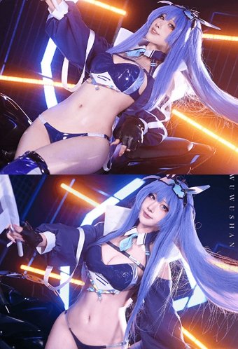 Azur Lane New Jersey Black Blur Prelude Skin Cosplay Kostüm Rennanzug BH und Oberteil mit Höschen Oberschenkelstrümpfen