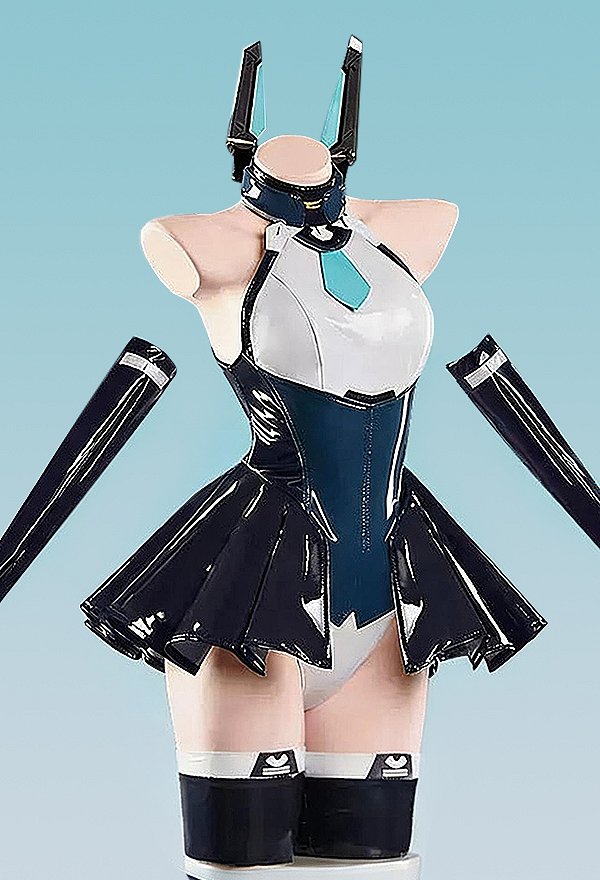 Blue Archive Tendou Alice Cosplay Costume Bodysuit with Gloves and Thigh-high Socks