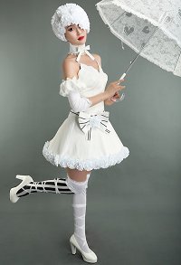 Kuroshitsuji The Princess of Circus Doll White Dress Cosplay Costume with Roses Hat