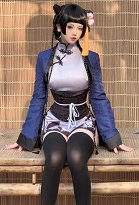 Kuroshitsuji Ran-Mao Cosplay Costume Cheongsam Dress and Jacket with Corset and Thigh Socks Kuroshitsuji Ran-Mao Cosplay Costume Cheongsam Dress and Jacket with Corset and Thigh Socks