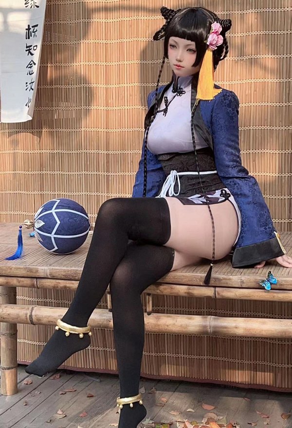 Kuroshitsuji Ran-Mao Cosplay Costume Cheongsam Dress and Jacket with Corset and Thigh Socks Kuroshitsuji Ran-Mao Cosplay Costume Cheongsam Dress and Jacket with Corset and Thigh Socks