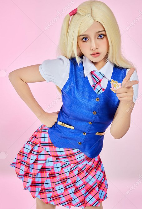 Barbara Cosplay Kostüm Schulstil Uniform Set Weste  Hemd Krawatte Faltenrock