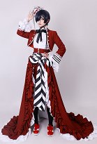 Kuroshitsuji Disfraz de Cosplay Vestido Largo Rojo y Chaqueta con una Camisa y un Short