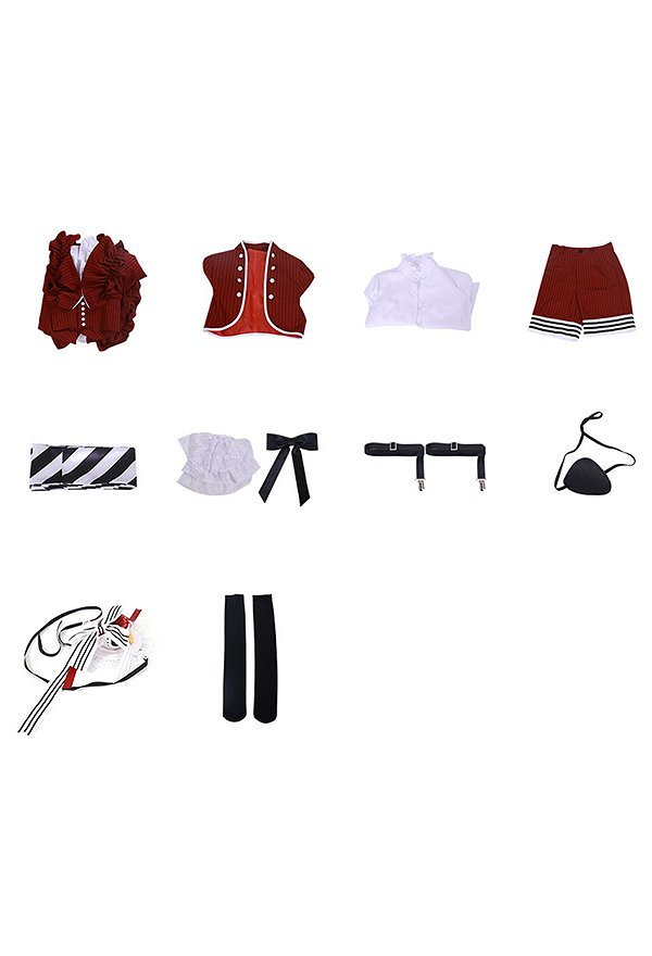 Kuroshitsuji Disfraz de Cosplay Vestido Largo Rojo y Chaqueta con una Camisa y un Short