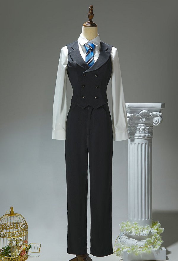 Kuroshitsuji Disfraz de Cosplay Uniforme Escolar Camisa Chaleco y Pantalón con Chaqueta y Sombrero Kuroshitsuji Disfraz de Cosplay Uniforme Escolar Camisa Chaleco y Pantalón con Chaqueta y Sombrero
