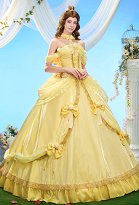 Princess Belle Cosplay Costume Ball Gown Yellow Dress with Choker and Bow Princess Belle Cosplay Costume Ball Gown Yellow Dress with Choker and Bow