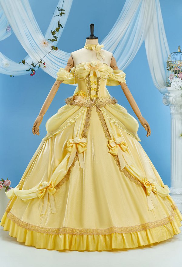 Beauty and the Beast Princesa Belle Cosplay Vestido con gargantilla y lazo